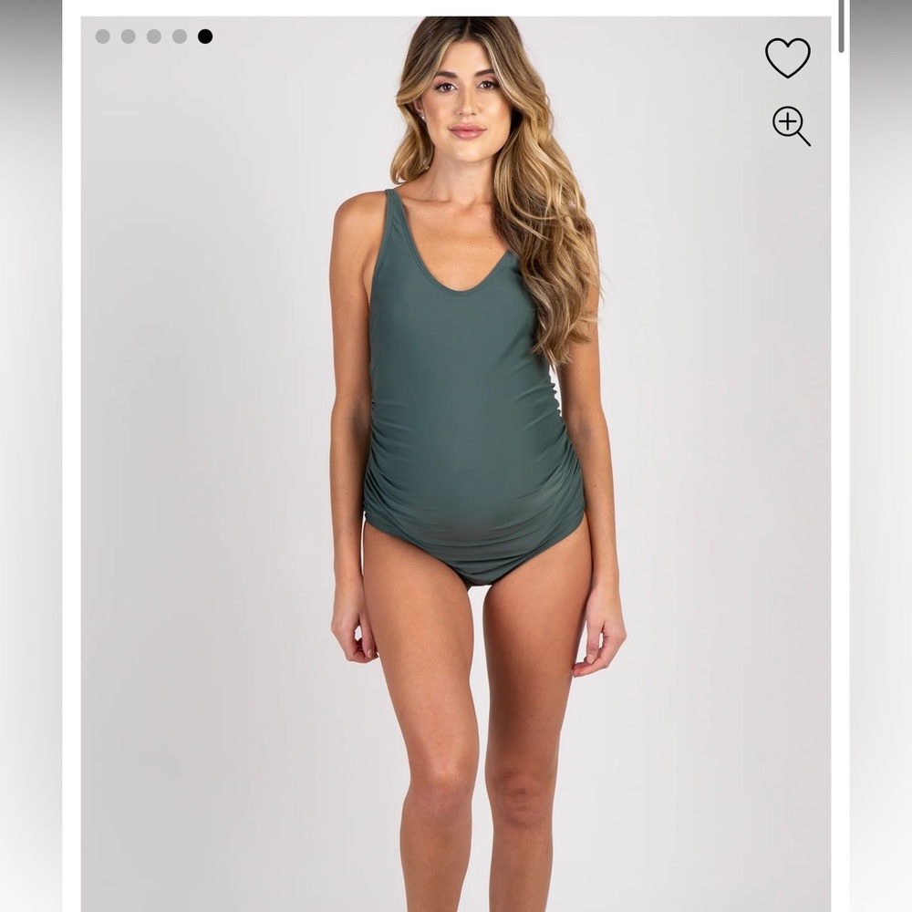 Pinkblush Dark Green Maternity One Piece Swimsuit